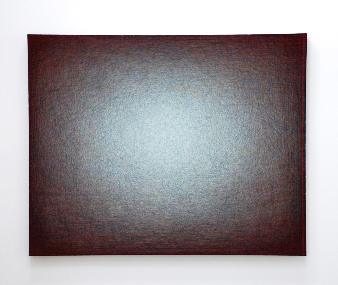 Emil Lukas
Floating Droplet, 2012
silk thread over wood frame with nails
64 1/2 x 81 x 3 inches (163,8 x 205,7 x 7,6 cm)
SW 12117
Collection of Crystal Bridges Museum of American Art, Bentonville, Arkansas