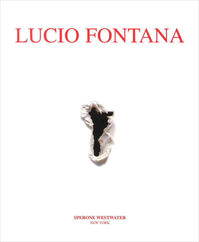 book cover with detail of a with Lucio Fontana painting with a central perforation