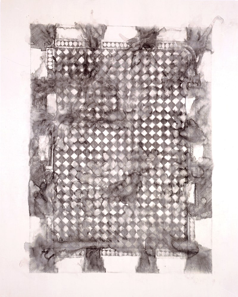 Guillermo Kuitca
L&amp;#39;Encyclopedie (Marble Flooring Plan of a Salon in the Palace of the Marquis de Spinola, Paris) I, 1999
mixed media on linen
77 1/2 x 61 1/2 inches (196,9 x 156,2 cm)
SW 00043
Marieluise Hessel Collection, Hessel Museum of Art, Center for Curatorial Studies, Bard College, Annandale-on-Hudson, New York
