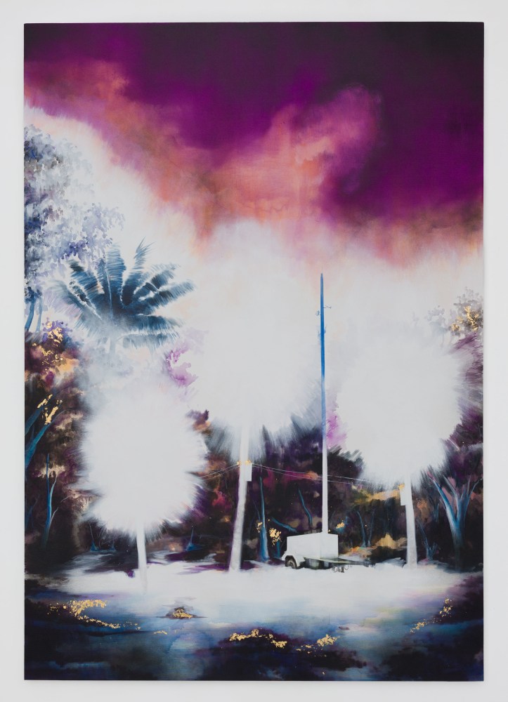 Gamaliel&amp;nbsp;Rodr&amp;iacute;guez
The natural source of light connected to an artificial live line, 2025
acrylic, ink and gold leaf on canvas
72 x 50 inches (182,9 x 127 cm)
SW 25037