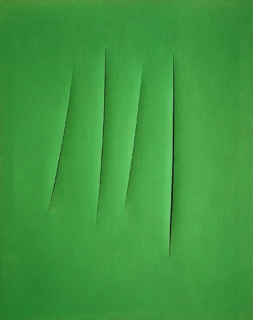 kelly green canvas with four vertical slashes in the center