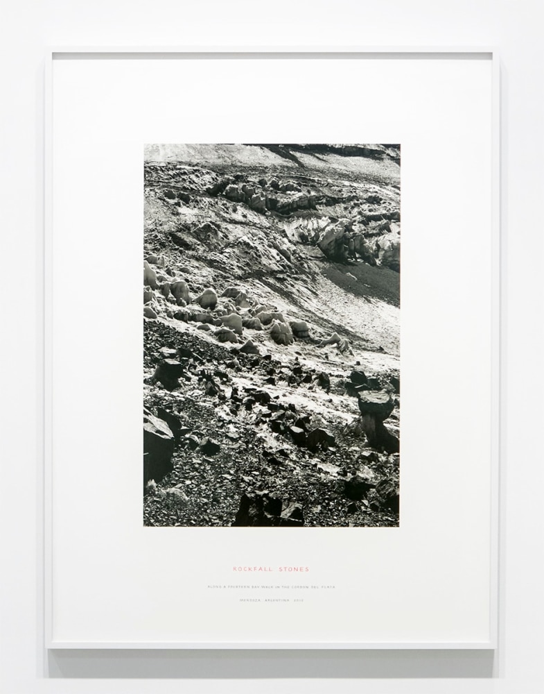Richard Long
Rockfall Stones, 2012
gelatin silver print, text
44 1/4 x 33 1/4 x 1 1/2 inches (112 x 85 x x 4 cm) frame
SW 14113