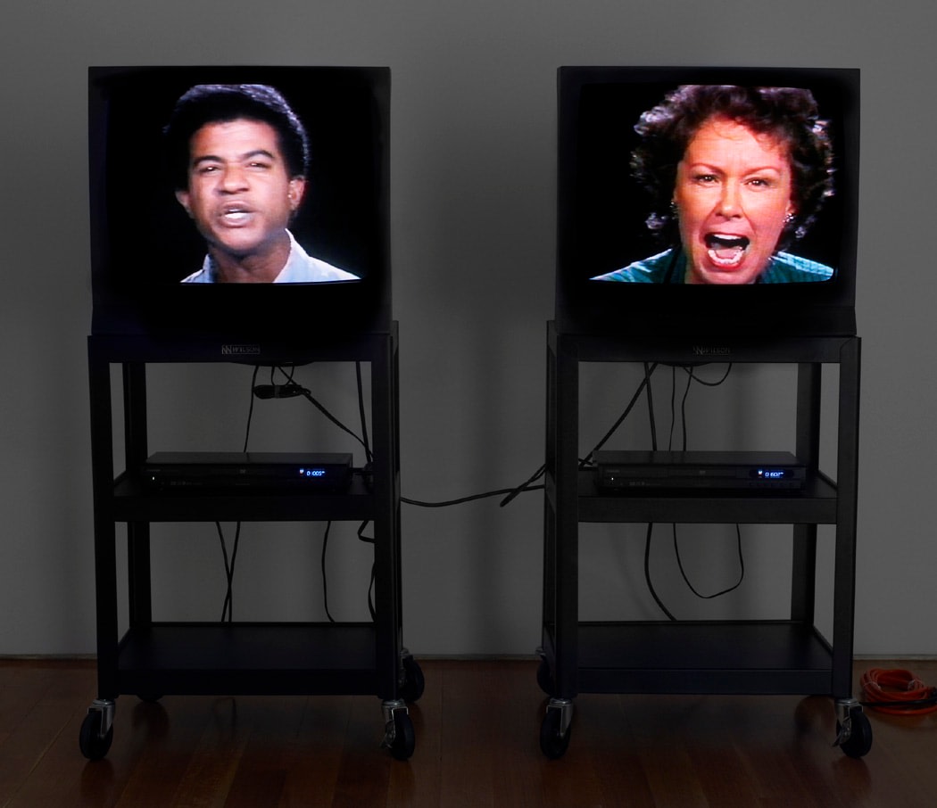 Bruce&amp;nbsp;Nauman
Good Boy Bad Boy, 1985
two color video monitors, two video players and two video sources (color, sound)
Tape I (male) 60 minutes
Tape II (female) 52 minutes
edition 34/40
SW 07288.34