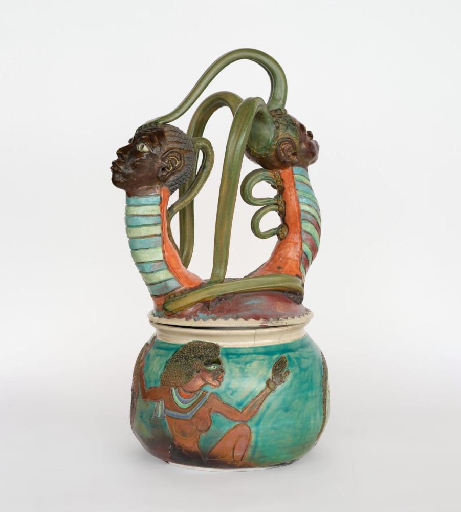 Kemetic Gate Keepers, 2015
Raku-fired ceramic
30 x 15 x 14 inches (76.2 x 38.1 x 35.6 cm)