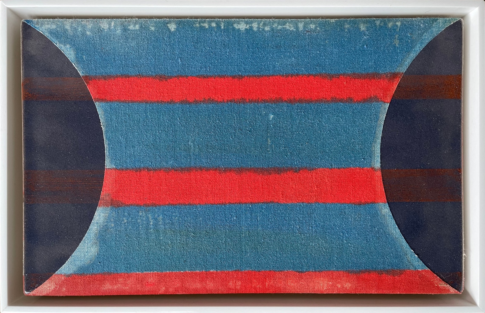 Frank.Olt.Untitled.Encaustic.on.Canvas.with.Ceramic.blue.and.red.stripe