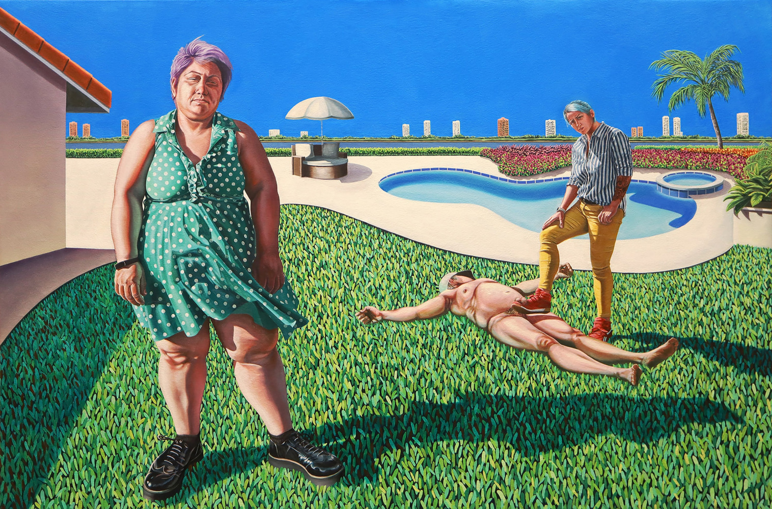 Soy Playera Pero No Hay Playa (I&amp;#39;m a Beachgoer, But There&amp;#39;s No Beach), 2022

Oil on canvas

45.50h x 68w in