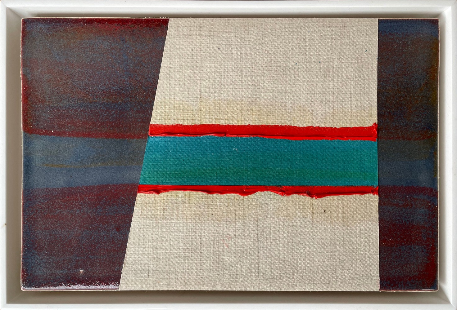 Frank.Olt.Untitled.Encaustic.on.Canvas.with.Ceramic.green.and.red.stripe