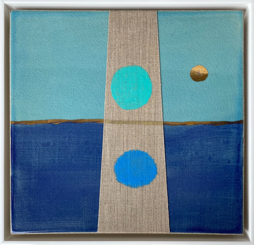 Frank.Olt.Untitled.Encaustic.on.Canvas.with.Ceramic.blue.moon.over.sea