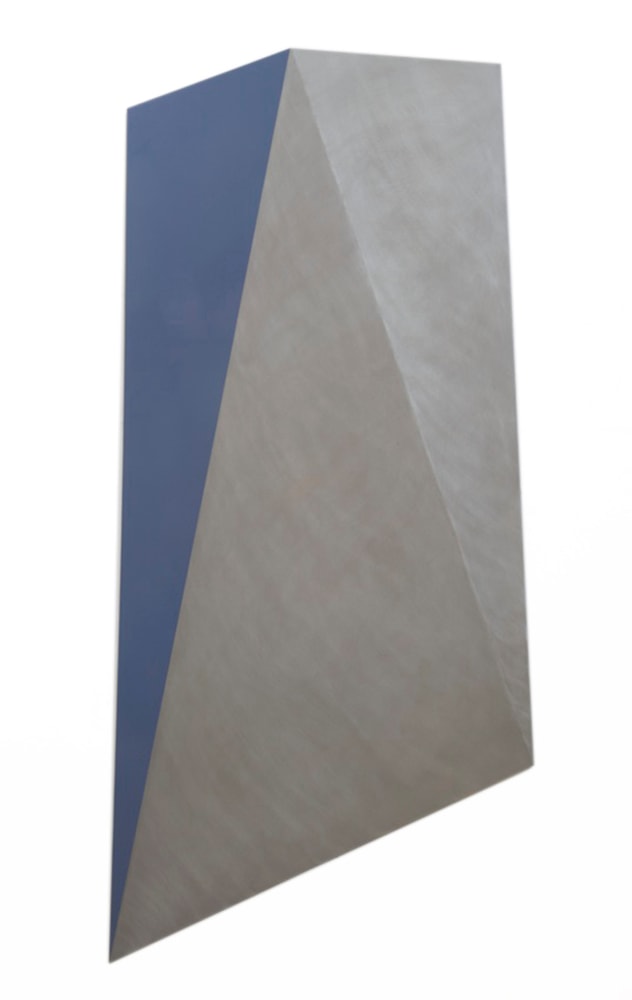Blue enamel on an aluminum geometric piece
