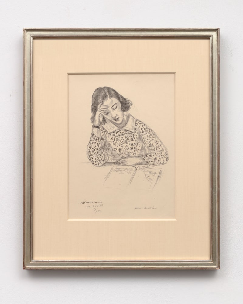 Petite liseuse, 1923

lithograph on Japanese vellum, signed in pencil and inscribed epr. d&amp;rsquo;artiste 3/12, a proof aside from the edition of 50

image: 10 9/16 x 8 3/4 in. / 26.8 x 22.2 cm

sheet: 17 3/16 x 11 in. / 43.7 x 27.9 cm

Duthuit 431

Catalogue no. 40