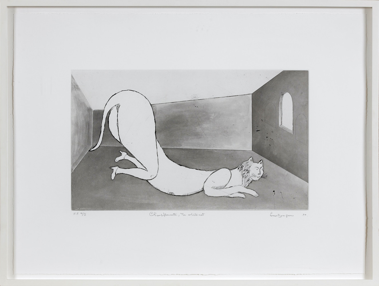 Champfleurette, the White Cat, 1994

drypoint, etching and aquatint, edition of 22 + 10 AP + 5 PP

18 1/2 x 25 in. / 47 x 63.5 cm