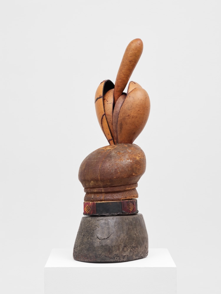 Fruto a punto de madurar, 1994/2023

wood and gourds from the Amazon painted with natural dyes and resins, honey wax, unique

30 &amp;times; 9 &amp;times; 10 in. / 76.2 &amp;times; 22.9 &amp;times; 25.4 cm

&amp;nbsp;