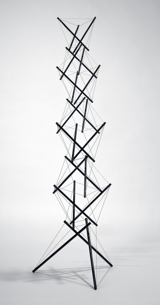 Black E.C. Tower, 1974

black anodized aluminum and stainless-steel cable, edition of 4

41 x 14 1/2 x 12 1/2 in. / 104.1 x 36.8. 31.8 cm