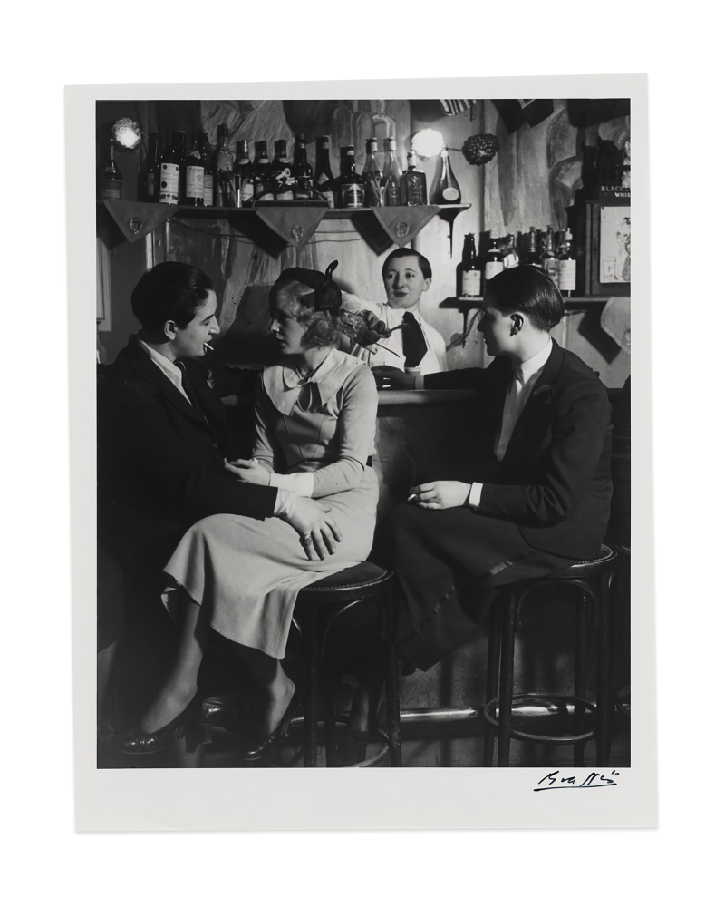 Au Monocle, Le bar, A gauche: Lulu de Montparnasse&amp;nbsp;(Le Monocle, the Bar, on the left is Lulu de Montparnasse), c. 1932-1933
gelatin silver print on double weight paper
image: 10 1/8 x 8 1/16 in. / 25.7 x 20.5 cm

sheet: 11 3/8 x 8 13/16 in. / 28.9 x 22.4 cm&amp;nbsp;

recto:&amp;nbsp;signed, lower right&amp;nbsp;

verso:&amp;nbsp;stamped &amp;lsquo;Copyright&amp;nbsp;by BRASSA&amp;Iuml; 19 All Rights Reserved&amp;rsquo;; &amp;lsquo;INTERDICTION DE REPRODUIRE SANS AUTORISATION DE L&amp;rsquo;AUTEUR&amp;rsquo;; &amp;lsquo;Tirage de l&amp;rsquo;Auteur&amp;rsquo;, inscribed &amp;lsquo;Pl. 425&amp;rsquo;; &amp;lsquo;p. 163&amp;rsquo;; &amp;lsquo;PN1085&amp;rsquo;&amp;nbsp;