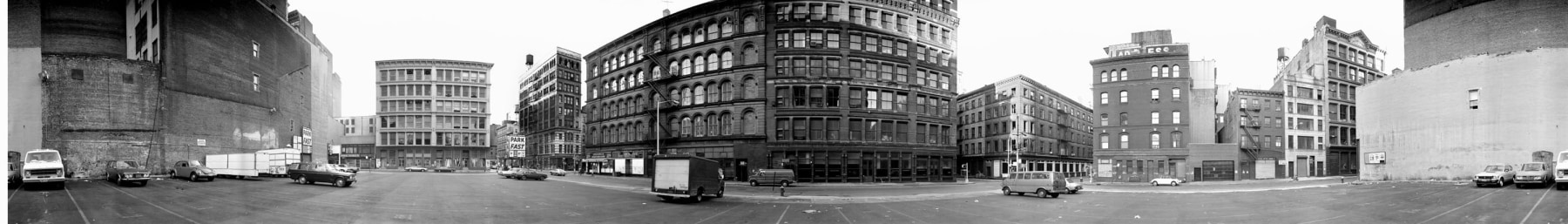 Parking Lot, Mercer and Grand Streets, 1980

gelatin silver print, edition of 10

15 1/2 x 100 in. / 39.4 x 254 cm