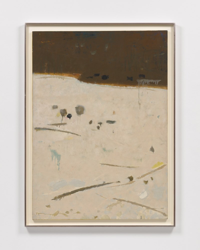 Brown and beige abstract painting by Teruko Yokoi