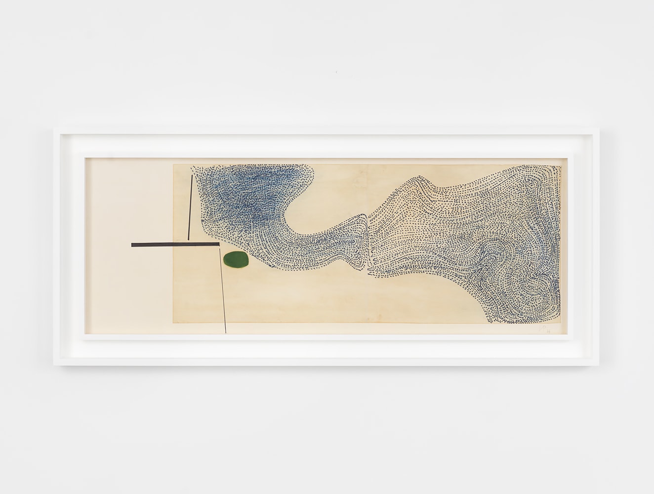 Victor Pasmore
Point Development (Blue), 1966
oil on paper on canvas
20 &amp;times; 54 in. / 50.8 &amp;times; 137.2 cm