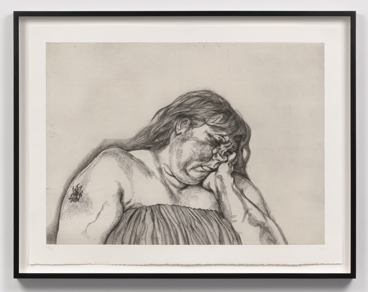 Lucian Freud

Woman with an Arm Tattoo, 1996

etching on Somerset Textured White paper, ed. of 40

27 3/4 x 35 1/4 in. / 70.5 x 89.5 cm