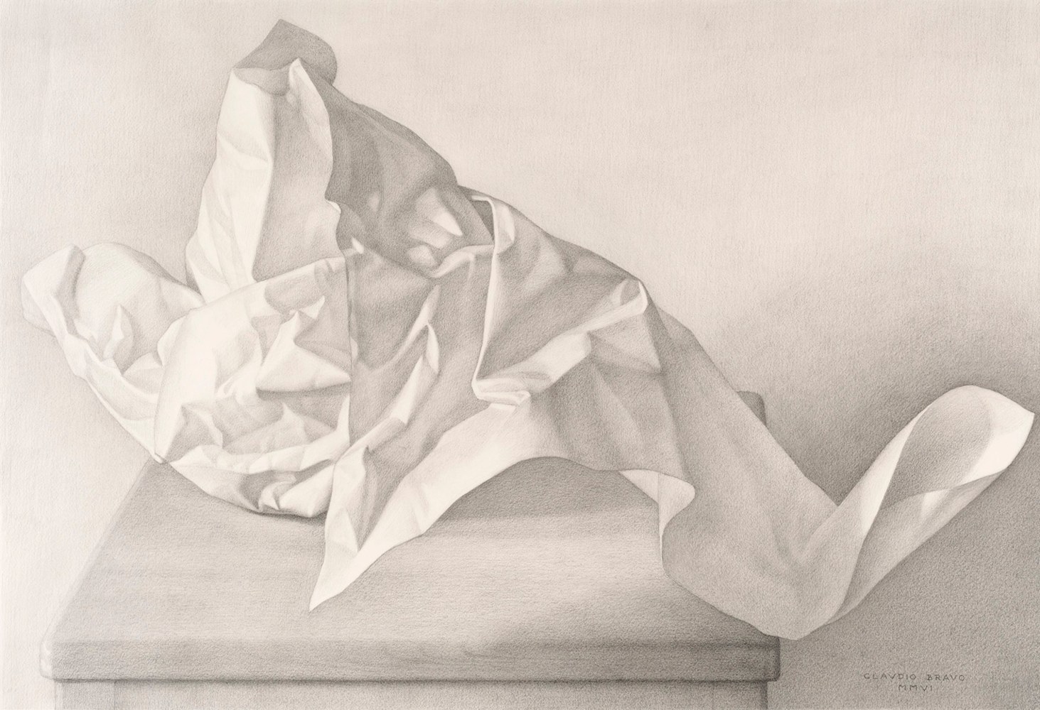 Claudio Bravo
Papel blanco, 2006
pencil on paper
20 3/8 &amp;times; 29 1/2 in. / 51.8 &amp;times; 74.9 cm
