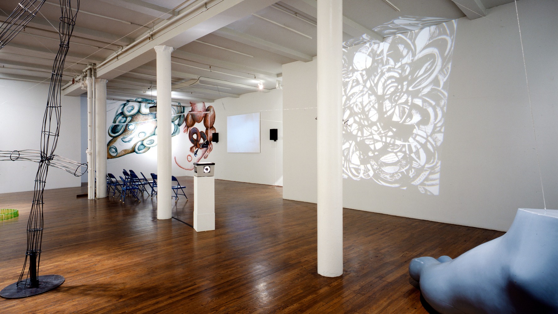 Installation view, String of Consciousness #3, Paula Cooper Gallery, 155 Wooster Street, New York, March 31 - April 24, 1993. © Jonathan Borofsky. Courtesy Paula Cooper Gallery, New York. Photo: Geoffrey Clements.