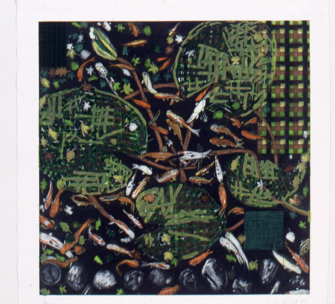 Jennifer Bartlett  &quot;9 Point Planes&quot; 1973 Enamel, silkscreen, baked enamel on steel plate 12&quot; square each unit