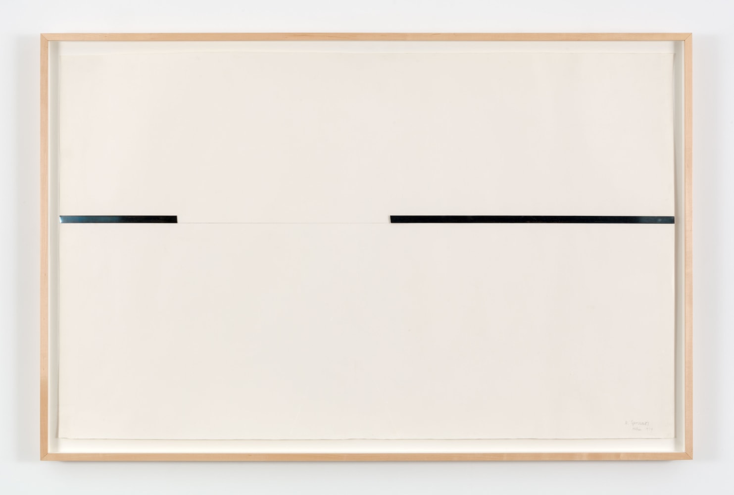Robert Grosvenor Untitled, 1974 Milan steel tape, pencil on paper paper: 38 x 61 3/4 in (96.5 x 156.8 cm) frame: 42 1/2 x 64 7/8 x 2 1/4 in. (108 x 164.8 x 5.7 cm)