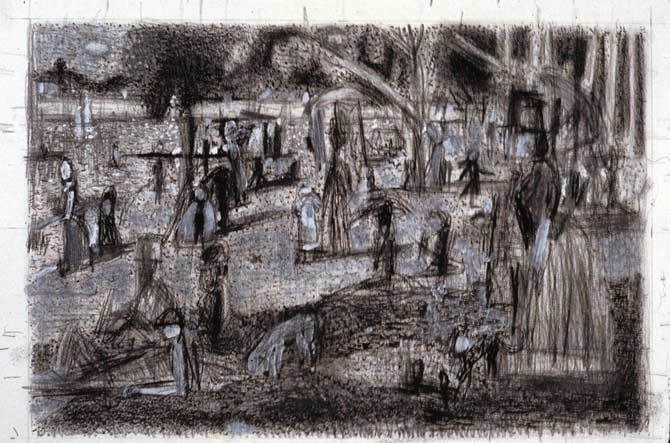 Michael Hurson "Seurat Drawing #2" 2001 Graphite, ink, White-out on paper 12 7/8 x 18 in.