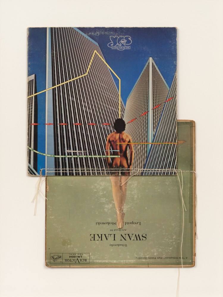 Christian Marclay Yes (from the series &quot;Body Mix&quot;), 1991 two record covers and cotton thread 20 x 14 in. (50.8 x 35.6 cm)