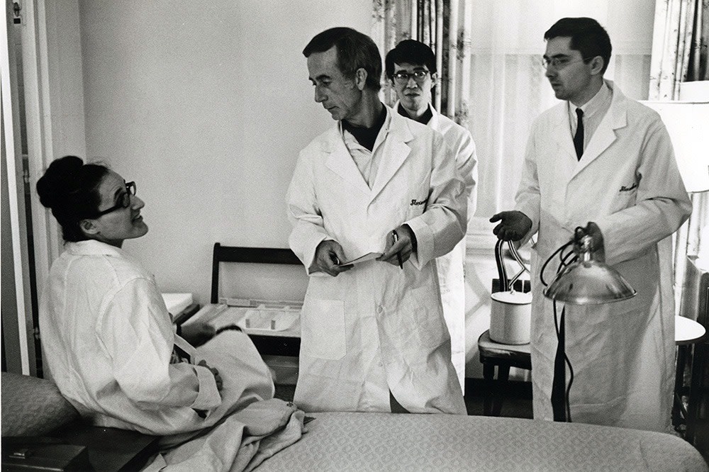 Peter Moore "Hi Red Center 'Flux Clinic' Waldorf Astoria Hotel, New York" June 4, 1966 Gelatin silver print 5 7/8 x 8 3/4 in.