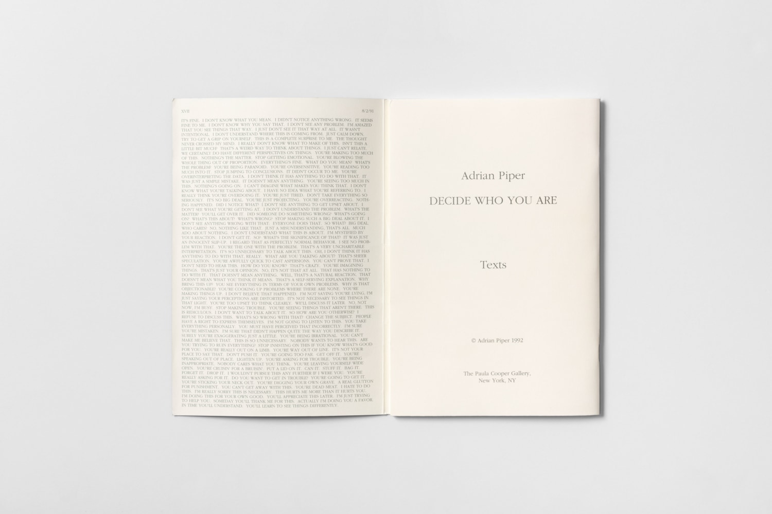 Adrian Piper Decide Who You Are 1