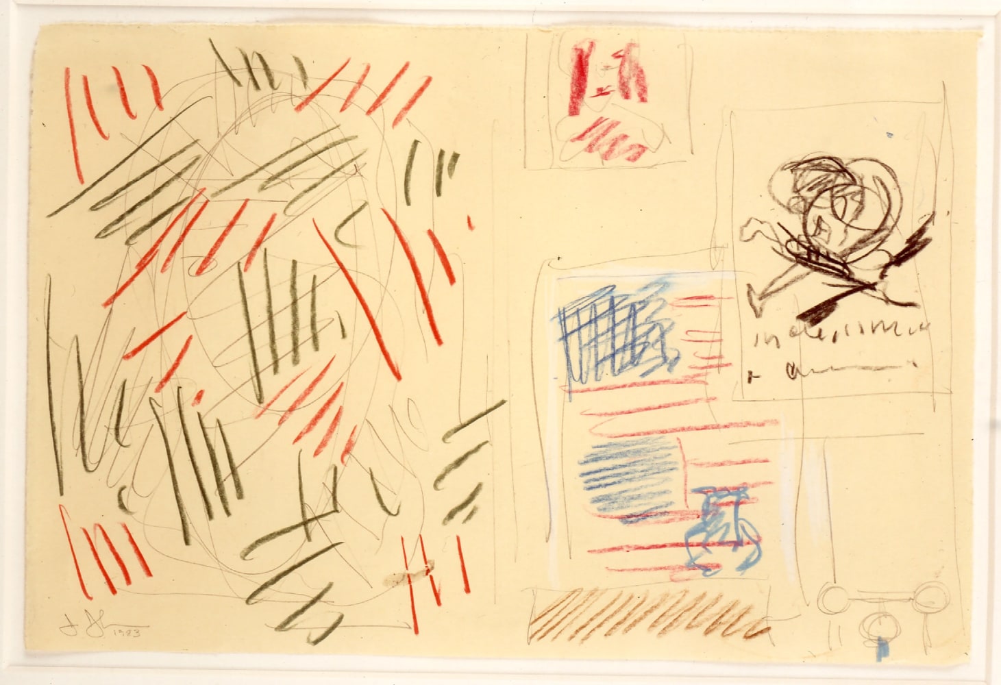 Jasper Johns "Untitled" 1983 Pencil and crayon on paper 12 1/2" x 15 1/2" 1"