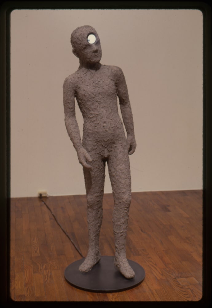 Jonathan Borofsky &quot;Projector No. 3,214,873&quot; 1989-90 Fiberglass, celluclay, resin, projector, steel, and wood 58 5/8&quot; x 22 1/2&quot;