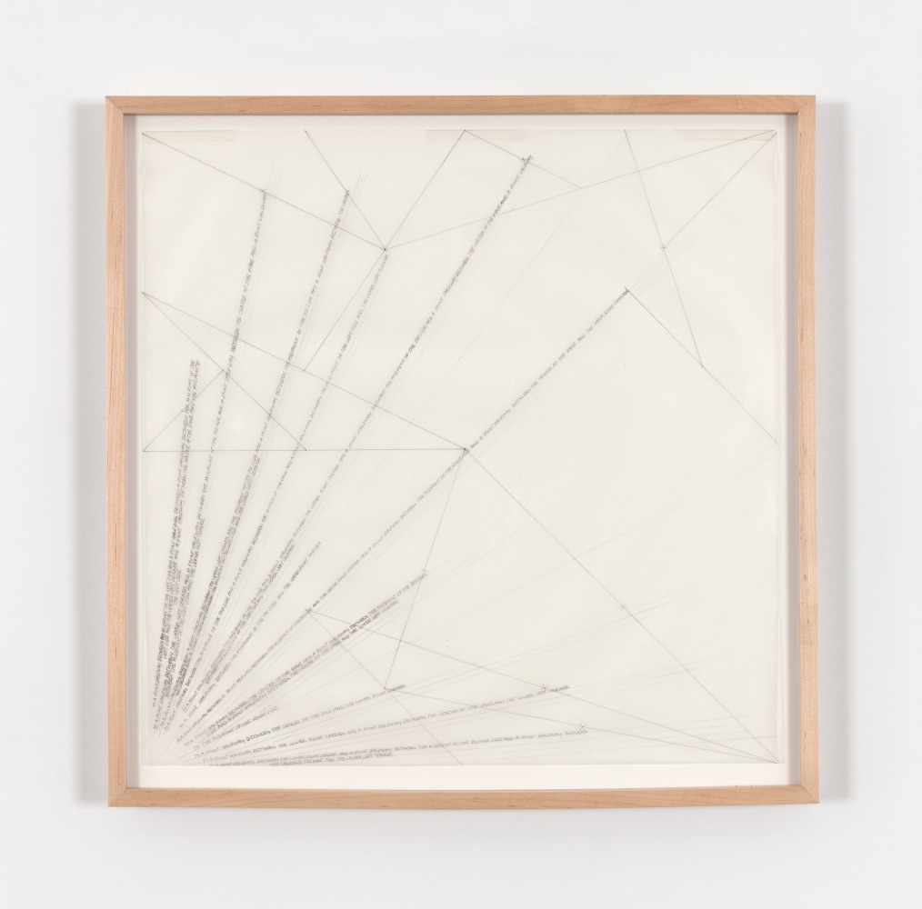 Sol LeWitt Lines From the Lower Left Corner of the page to Specific Points (Drawing for E12d), 1975 ink and pencil on acetate 17 3/4 x 17 3/4 in. (45.1 x 45.1 cm) frame: 19 7/8 x 19 7/8 x 1 5/8 in. (50.5 x 50.5 x 4.1 cm)