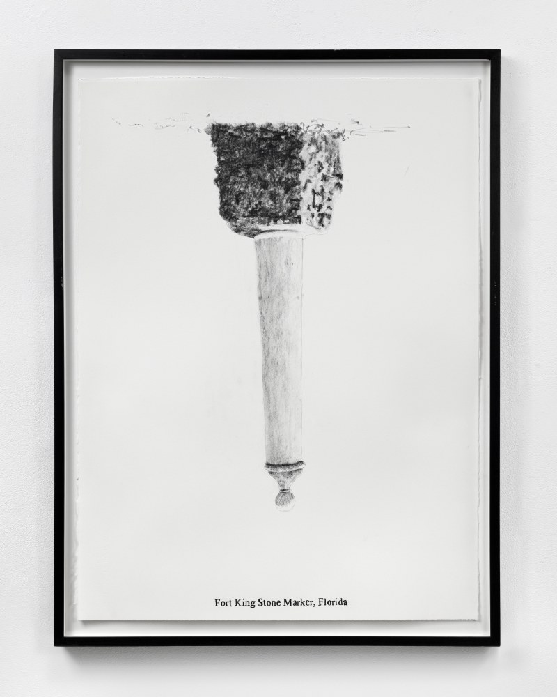 Sam Durant Fort King Stone Marker, Florida, 2005 graphite on paper 30 x 22 in. (76.2 x 55.9 cm) frame: 33 x 25 in. (83.8 x 63.5 cm)