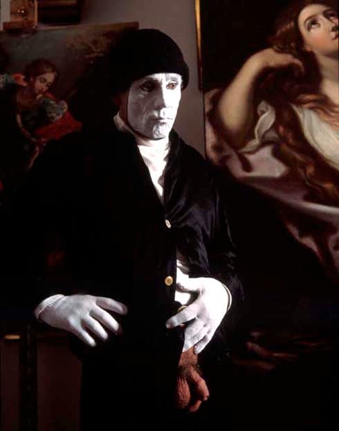 Andres Serrano "A History of Sex (The Mime)" 1995 Cibachrome, silicone, plexiglass, wood frame 60" x 49 1/2"