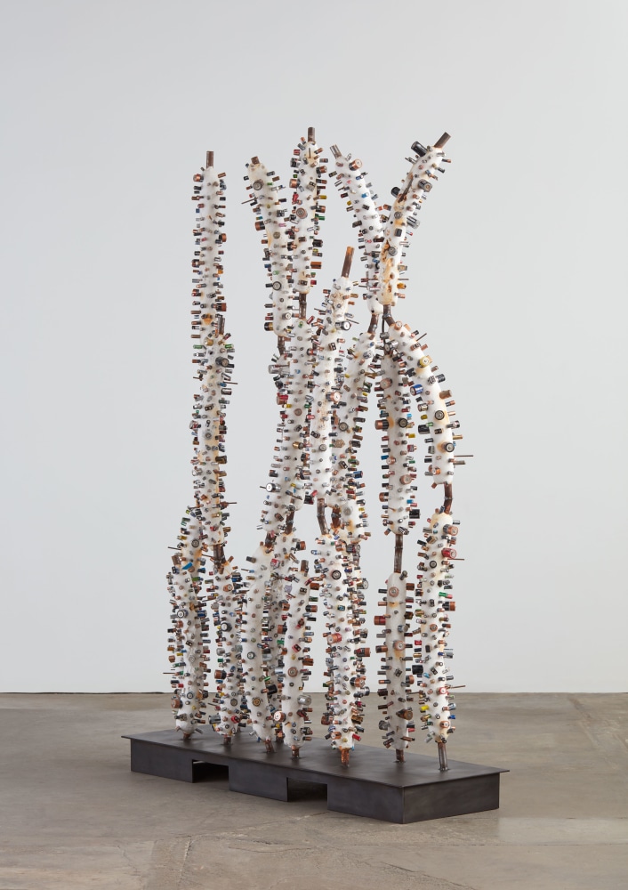 Naming the Animals, (detail), 2017 plaster, steel, spent batteries 93 1/4 x 60 x 20 in. (236.9 x 152.4 x 50.8 cm)