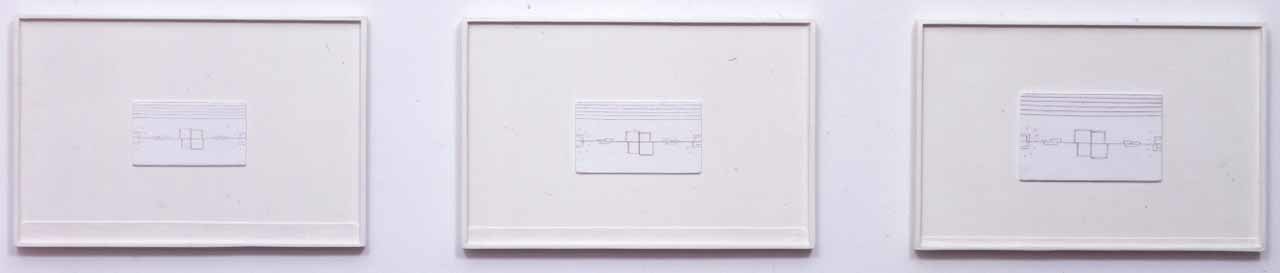 Dan Walsh "Projection (from the series 'Plaster Triptych')" 2003 Pigmented shellac on hydrocal plaster 11 1/2 x 27 3/8 x 3/4 in.