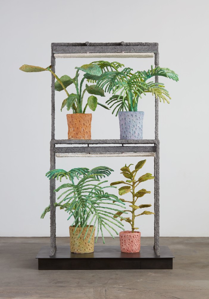 Evan Holloway Hollywood Squares, 2017 steel, cardboard, CelluClay, Cel-vinyl and acrylic 99 1/2 x 72 x 46 in. (252.7 x 182.9 x 116.8 cm)