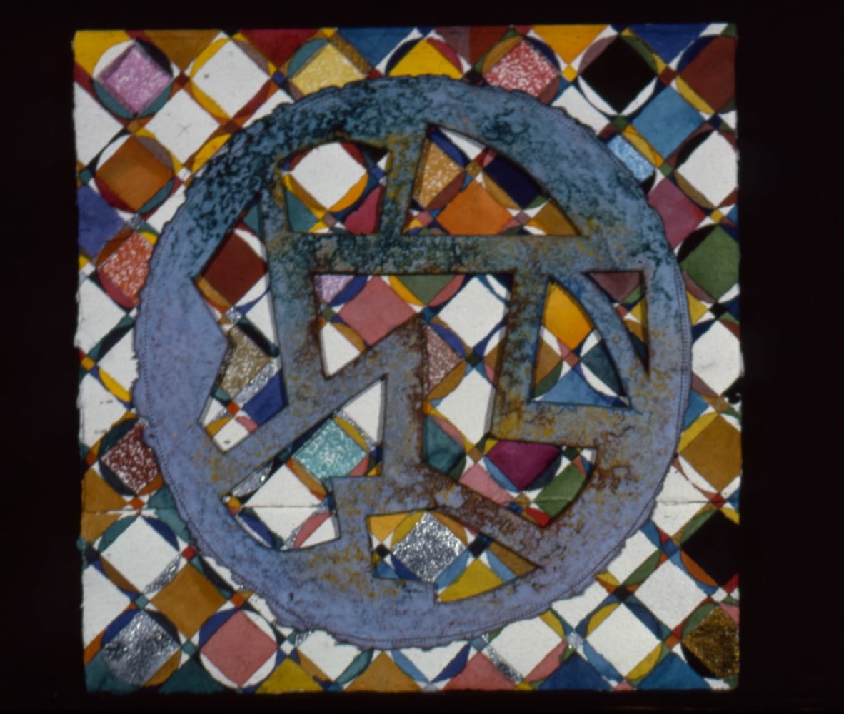 Alan Shields &quot;Breast of Turkey&quot; 1984-85 Watercolor, oil pastel, thread on two sheets handmade paper 15&quot; x 15&quot;