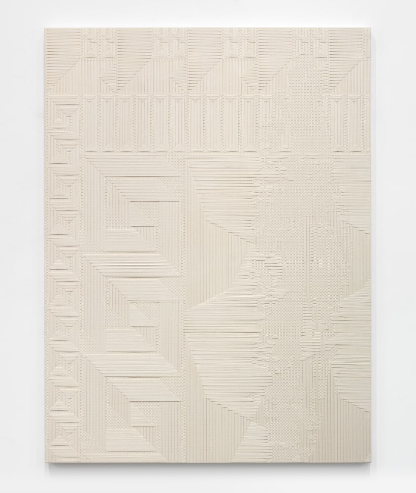 Tauba Auerbach Chiral Fret (Meander)/Extrusion/Ghost, 2015 woven canvas on wooden stretcher 80 x 60 in. (203.2 x 152.4 cm)