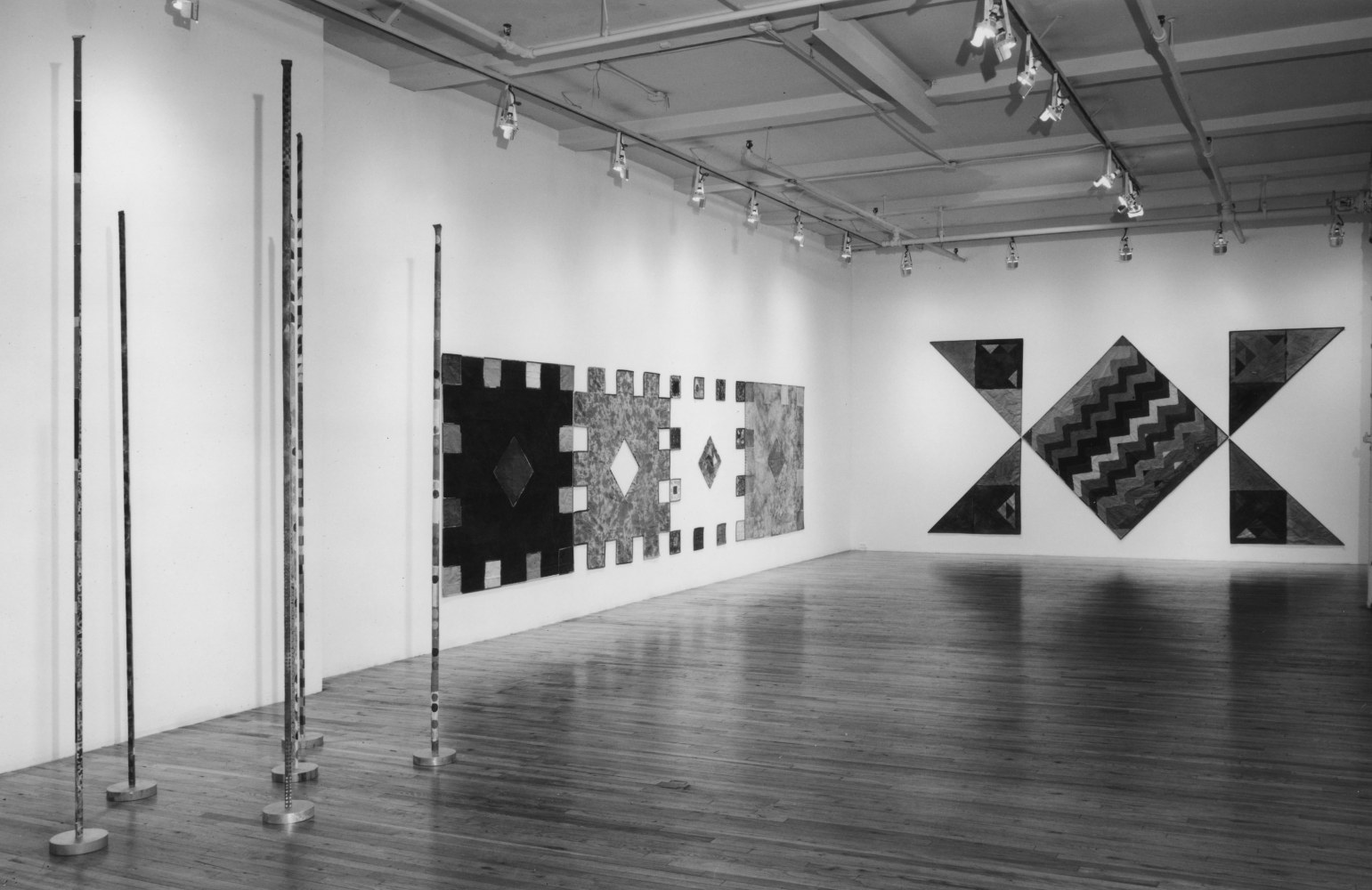 Installation view, Cut-Out, Paula Cooper Gallery, 155 Wooster Street, New York, February 21 - March 17, 1984. © 2025 Alan Shields / Artists Rights Society (ARS), New York. Courtesy Paula Cooper Gallery, New York. Photo: Geoffrey Clements.