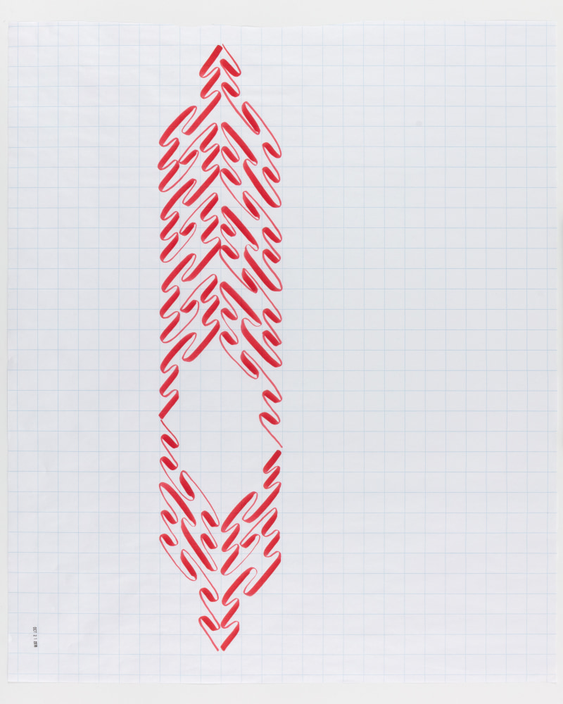Tauba Auerbach Ligature Drawing, 21 October 2018, 2018 ink on paper with date stamp 32 1/2 x 27 in. (82.6 x 68.6 cm)