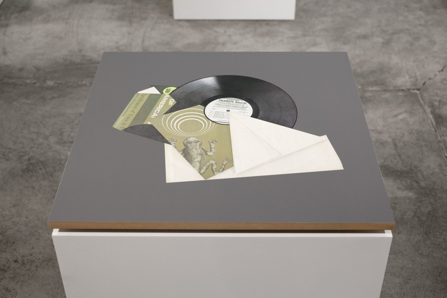 Kelley Walker Pioneer PL-518 Series (Sounds of N. American Frogs), 2014 Pantone and four-color process silkscreen with acrylic ink on MDF, latex painted pedestal 27 x 24 x 24 in. (68.6 x 61 x 61 cm) panel: 3/4 x 24 x 24 in. (1.9 x 61 x 61 cm) pedestal: 26 1/4 x 24 x 24 in. (66.7 x 61 x 61 cm)