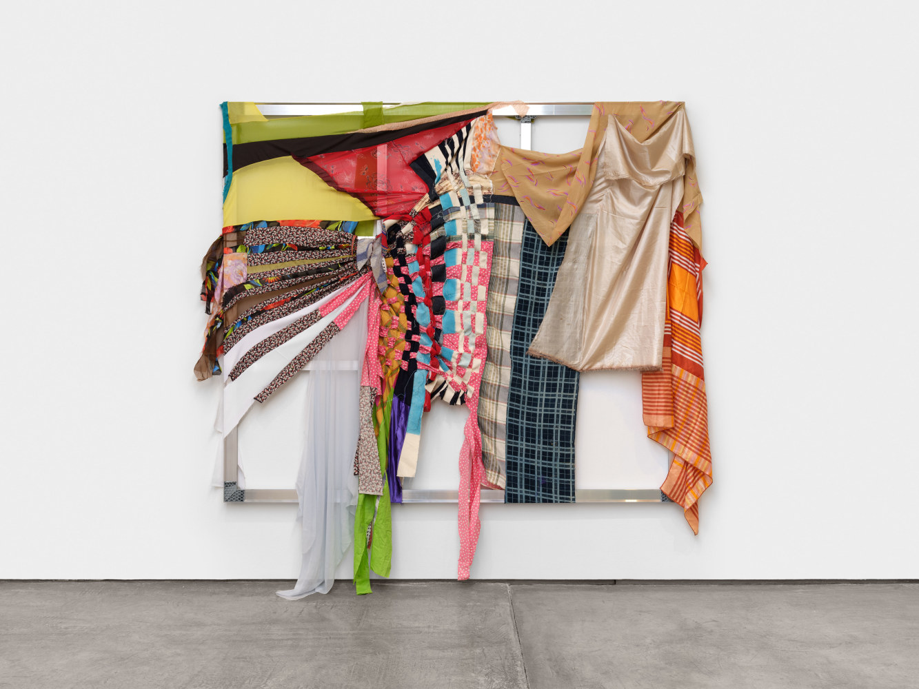 Eric N. Mack
4 Joe Mack, 2023
fabric on aluminum stretcher
stretcher: 74 x 85 in. (188 x 215.9 cm)
overall:  90 x 95 x 13 in. (228.6 x 241.3 x 33 cm)