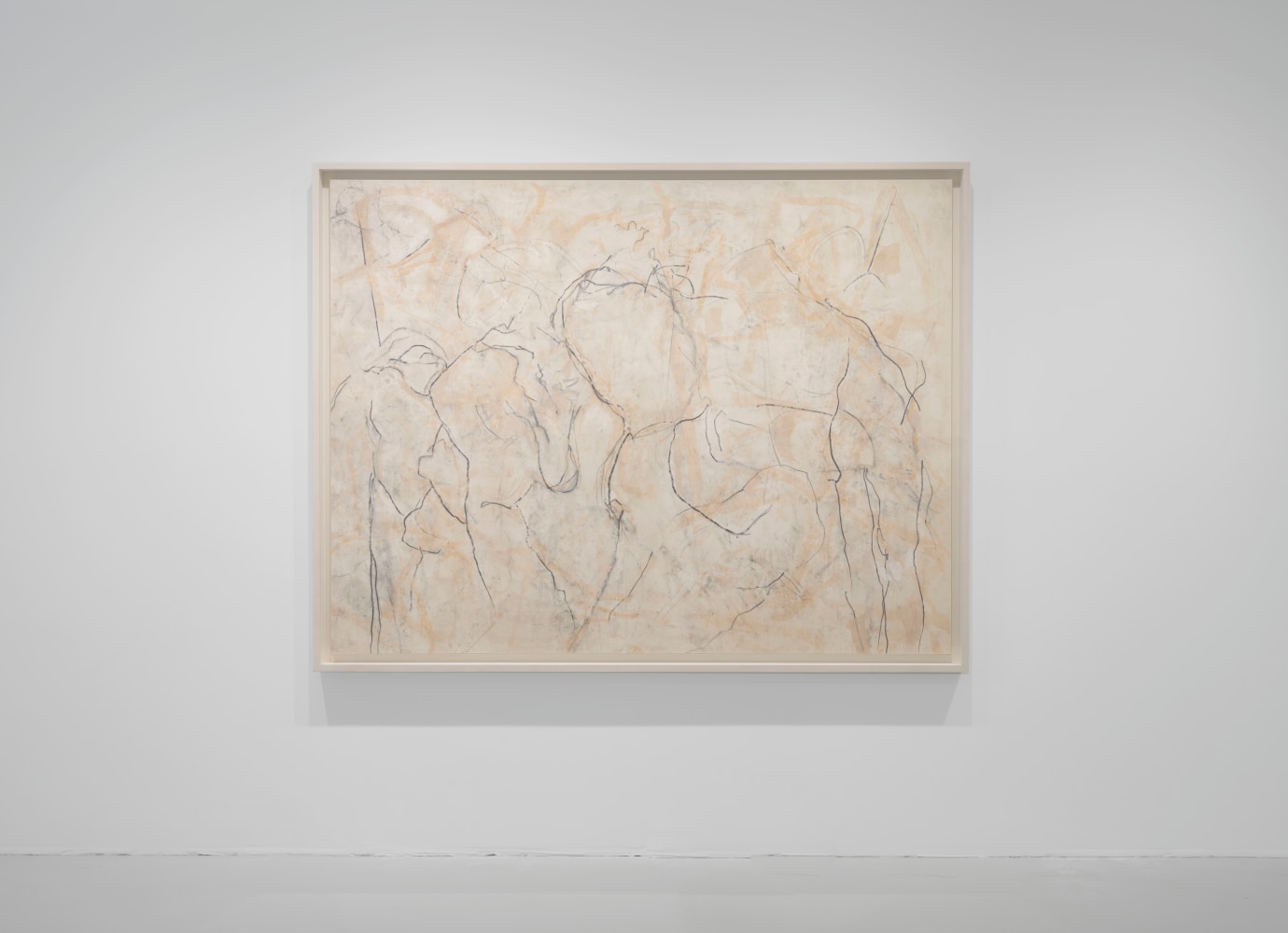 Installation view, Beatrice Caracciolo, Uomini Rosa, 2013, pigment, water soluble chalk, graphite, gouache on Saunders Waterford Paper on canvas, 57 3/4 x 75 1/2 in. (146.7 x 191.8 cm)