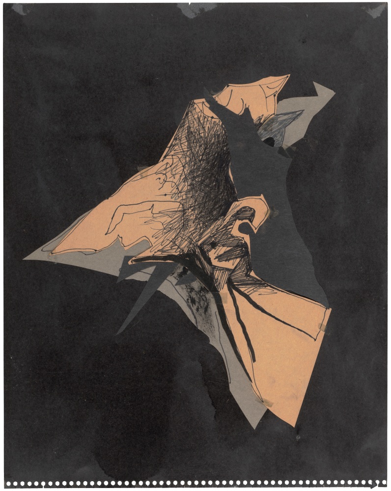Jay DeFeo Wings No. 1 (Angel series), 1976 ink and tape with collage on paper 14 x 11 in. (35.6 x 27.9 cm) frame: 23 1/2 x 20 in. (59.7 x 50.8 cm)