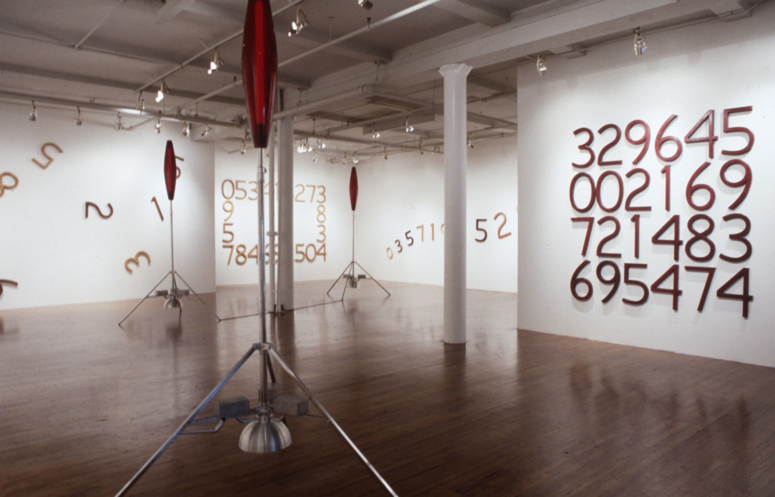 Installation view, Pieces of Infinity, Paula Cooper Gallery, 155 Wooster Street, New York, October 25 - November 23, 1991. © Jonathan Borofsky. Courtesy Paula Cooper Gallery, New York. Photo: Geoffrey Clements.