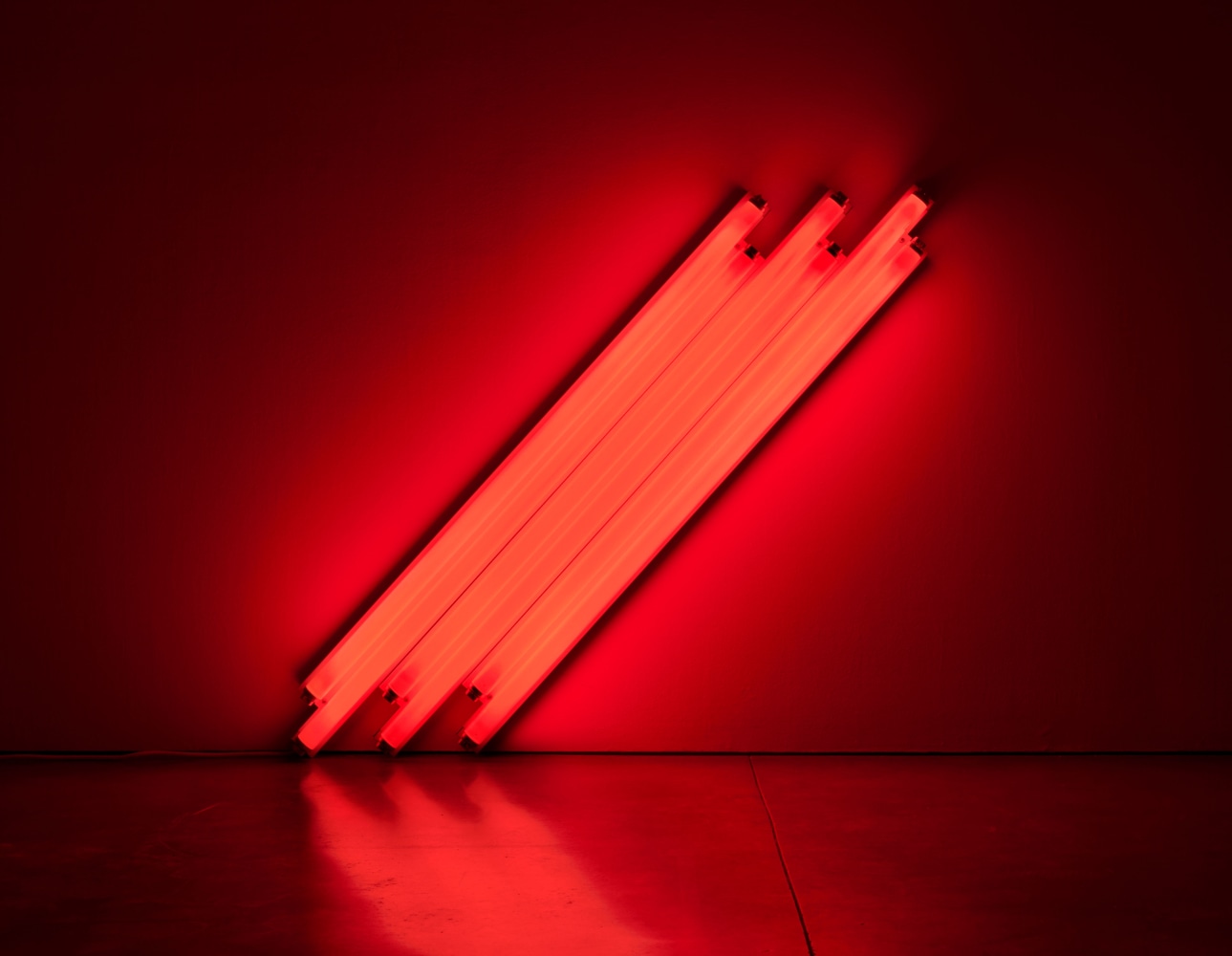 Dan Flavin untitled (to V. Mayakovsky) 1, 1987 red fluorescent light with fixture eight 4-foot bulbs; overall:  40 x 55 x 4 inches (102 x 140 x 10 cm)