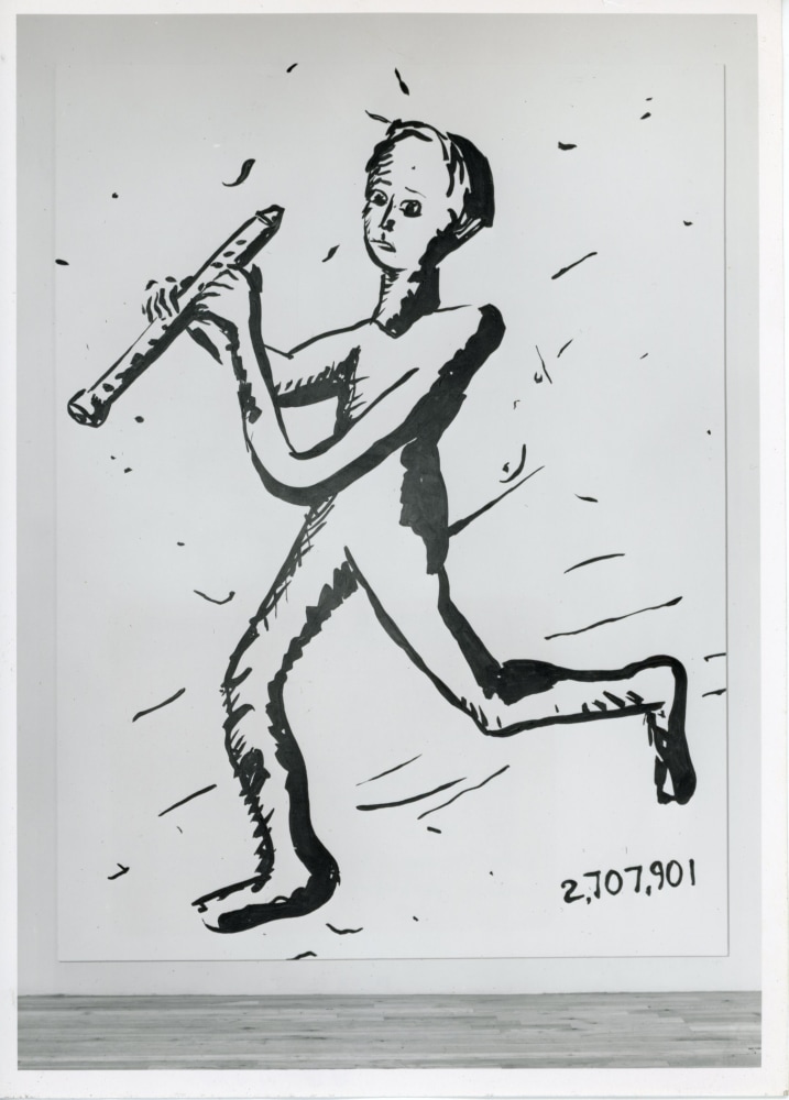 Jonathan Borofsky &quot;Boy With Flute&quot; 1981 Acrylic on canvas 11' 6&quot; x 8'4 3/4&quot;