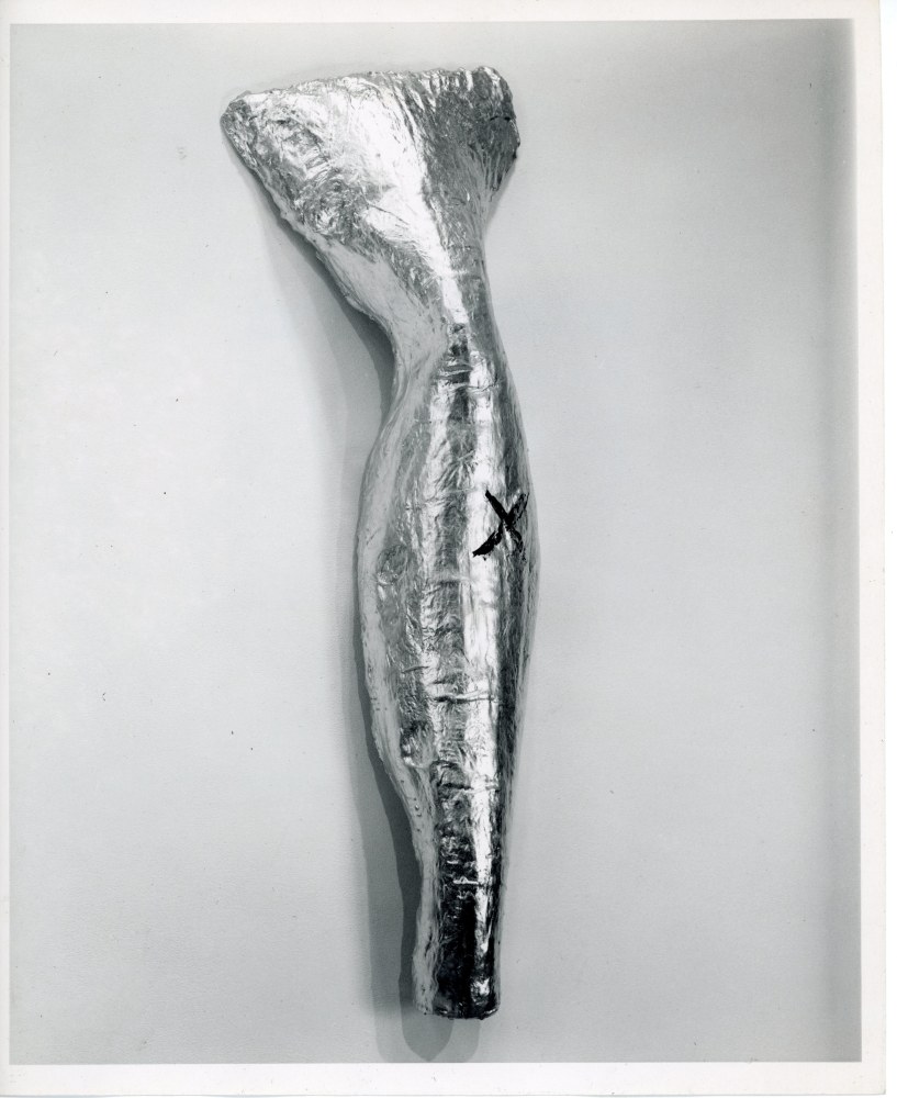 Lynda Benglis &quot;Anchor&quot; 1978 Chicken wire, cotton, plaster, gesso, gold leaf, oil 59&quot; x 19&quot; x 9&quot;